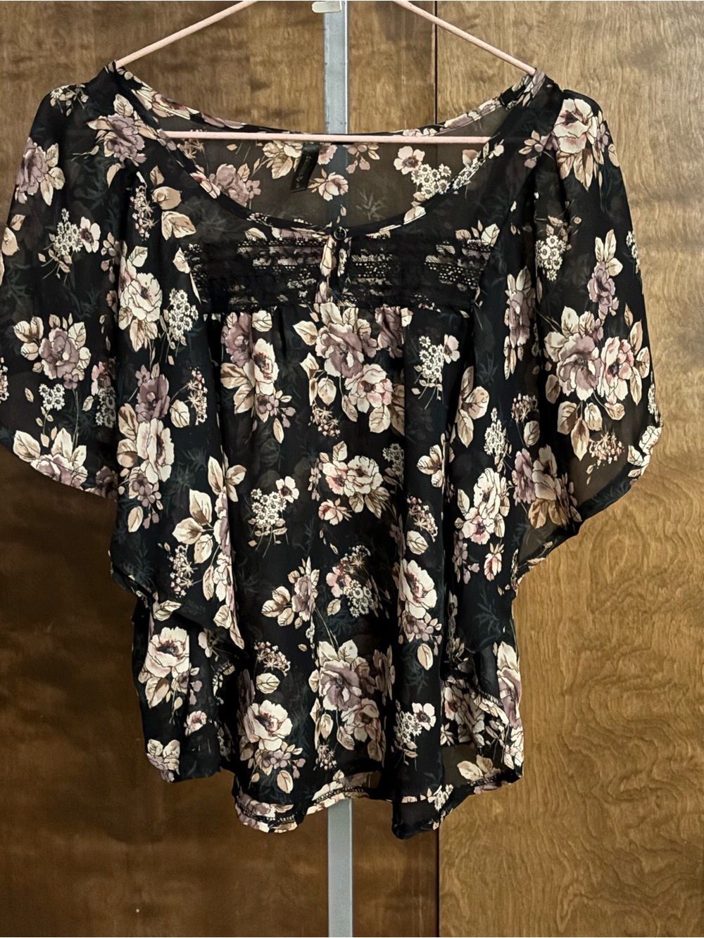 Full Tilt Butterfly Sleeve Floral Blouse